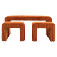 3 Piece Opher Corduroy Ottoman Bench & Footstool Set